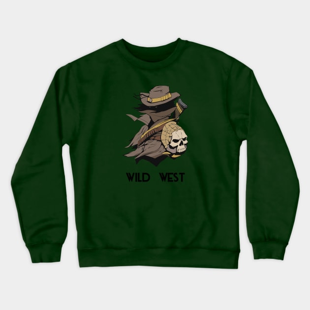 cowboy wild west illustration cartoon Crewneck Sweatshirt by untagged_shop